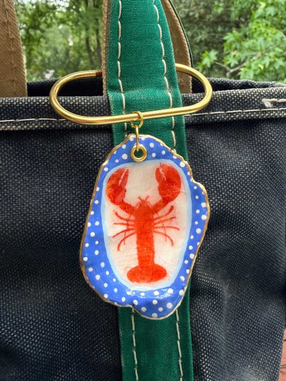 Beautiful Lobster Oyster Shell Tote Bag Charm – Great for Women or Kids/Teens!